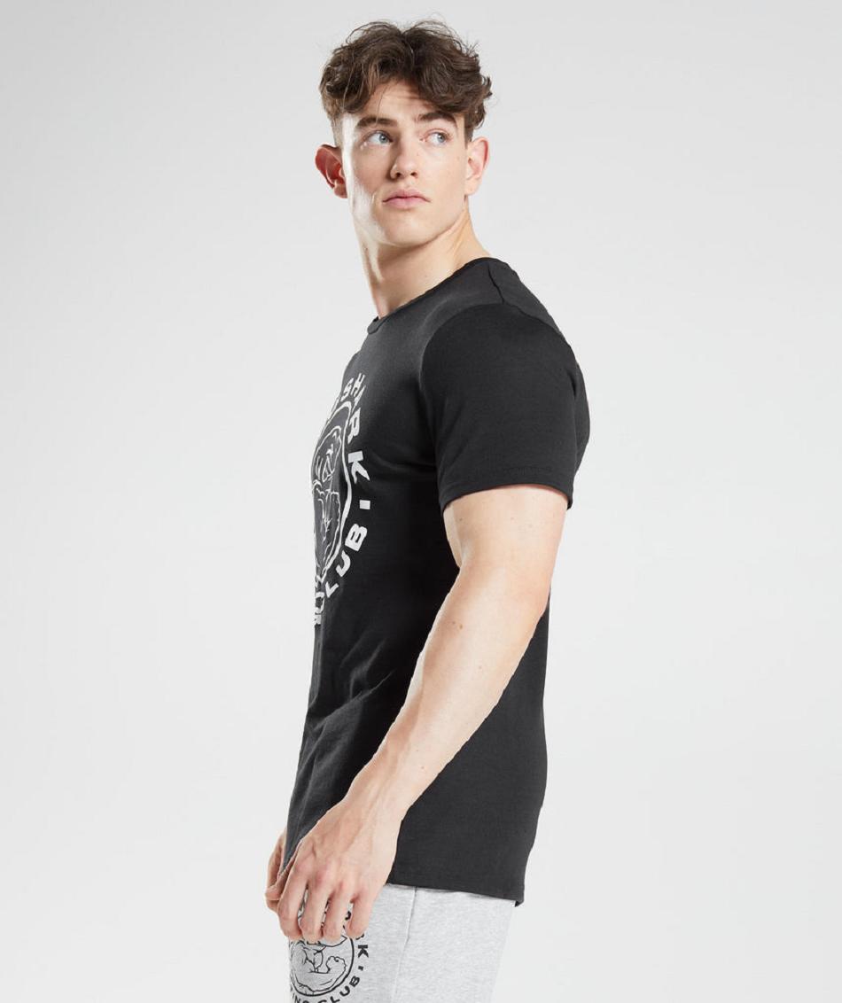 T Shirts Męskie Gymshark Legacy Czarne | PL 3886NWY